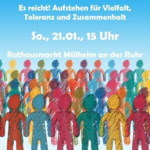 Plakat Aufruf , Illustration mit bunten Personen