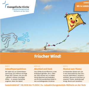 Titel Gemeindebrief, Illustration, Wind und Papierdrache
