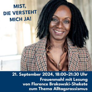 Plakat zur Veranstaltung mit Porträt einer weiblichen Person of Color