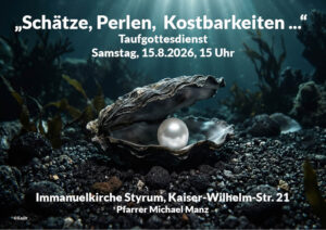 Plakat Taufgottesdienst, Perle in Muschel