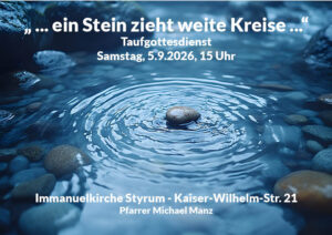 Plakat Taufgottesdienst, Stein in Wasser