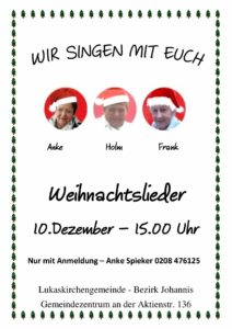 Plakat, 3 Personen mit Weihnachtsmütze